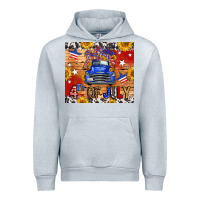 Heather Grey Fourth Of July Truck Urban Hoodie - FaDigitalArtStudio