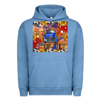 Pigment Pebble Blue Fourth Of July Truck Urban Hoodie - FaDigitalArtStudio