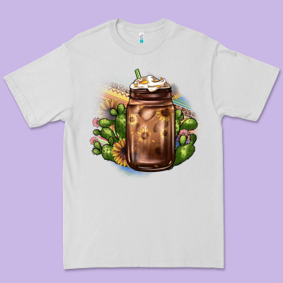 Sunflower Coffee Cup Cactus Premium Tee Designed By Jahusdesignshop