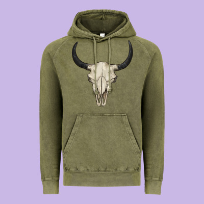 Bull Skull Vintage Hoodie Designed By Barkaloodesign