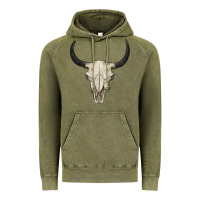 Vintage Olive bull skull Vintage Hoodie - BarkalooDesign