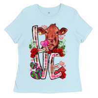 Baby Blue love cow valentine Ladies Tee - RacoonDesign