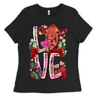 Black love cow valentine Ladies Tee - RacoonDesign