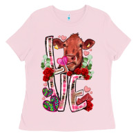Bubblegum Pink love cow valentine Ladies Tee - RacoonDesign