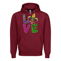 Burgundy mardi gras love Zipper Hoodie - RanaPortraitStore