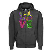 Charcoal Heather mardi gras love Zipper Hoodie - RanaPortraitStore