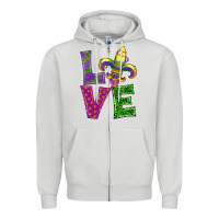 Dove Grey mardi gras love Zipper Hoodie - RanaPortraitStore