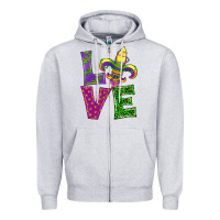 Heather Grey mardi gras love Zipper Hoodie - RanaPortraitStore