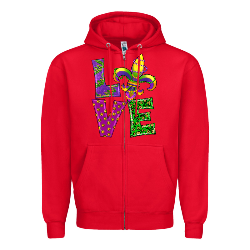 Mardi Gras Love Zipper Hoodie by RanaPortraitStore | Teevron