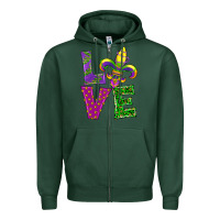 Sports Green mardi gras love Zipper Hoodie - RanaPortraitStore