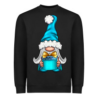 Black winter gnome with gift Heavyweight Sweatshirt - NancyCooperArtShop