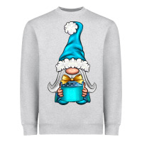 Heather Grey winter gnome with gift Heavyweight Sweatshirt - NancyCooperArtShop