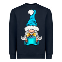 Navy winter gnome with gift Heavyweight Sweatshirt - NancyCooperArtShop