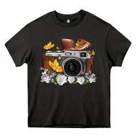 Asphalt floral butterfly film roll vintage camera Heavy Core Tee - FaDigitalArtStudio