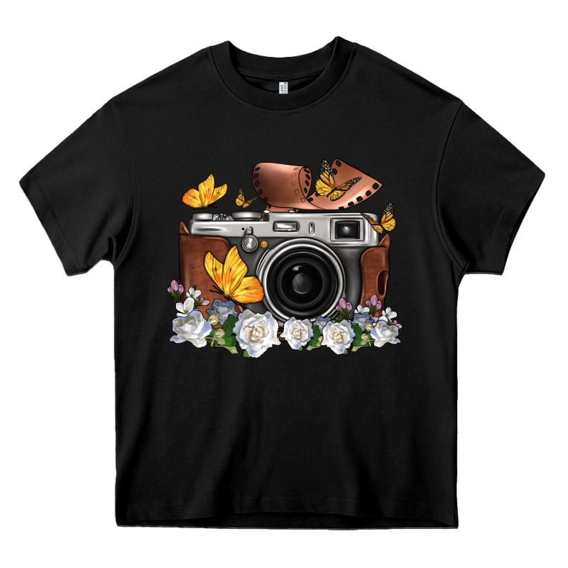 Floral Butterfly Film Roll Vintage Camera Heavy Core Tee by FaDigitalArtStudio | Teevron