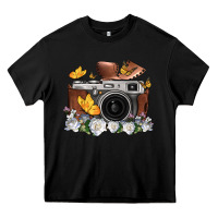 Black floral butterfly film roll vintage camera Heavy Core Tee - FaDigitalArtStudio