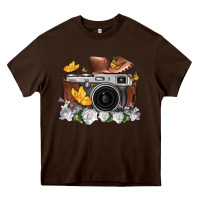 Chocolate Brown floral butterfly film roll vintage camera Heavy Core Tee - FaDigitalArtStudio