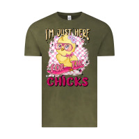 Vintage Olive i'm just here for the chicks Vintage Tee - MaliasSmallBusiness