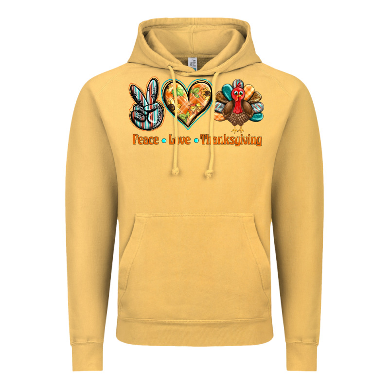 Peace Love Thanksgiving Vintage Hoodie by BarkalooDesign | Teevron