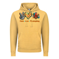 Vintage Mustard peace love thanksgiving Vintage Hoodie - BarkalooDesign