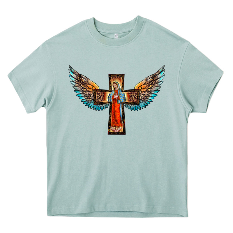 Our Lady Of Guadalupe Cross With Wings Heavy Core Tee by BarkalooDesign | Teevron