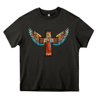 Asphalt our lady of guadalupe cross with wings Heavy Core Tee - BarkalooDesign