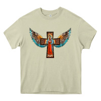 Mossy our lady of guadalupe cross with wings Heavy Core Tee - BarkalooDesign
