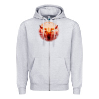 Heather Grey Western Cowboy Sunset Bull Skull Zipper Hoodie - Bettercallsaul