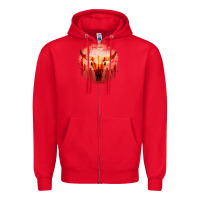 Red Western Cowboy Sunset Bull Skull Zipper Hoodie - Bettercallsaul