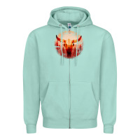 Seafoam Western Cowboy Sunset Bull Skull Zipper Hoodie - Bettercallsaul