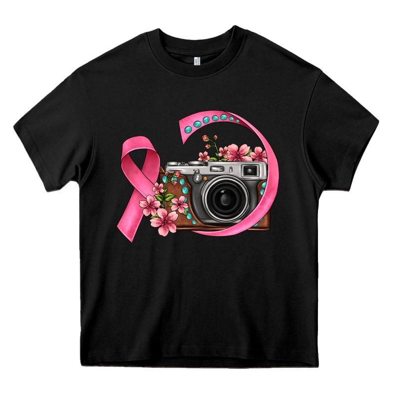 Floral Cancer Ribbon Vintage Camera Heavy Core Tee by FaDigitalArtStudio | Teevron