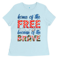 Baby Blue home of the free because of the brave Ladies Tee - HRA Design Shop