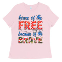 Bubblegum Pink home of the free because of the brave Ladies Tee - HRA Design Shop