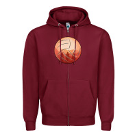 Burgundy Cowboy Sunset Volleyball Zipper Hoodie - Bettercallsaul