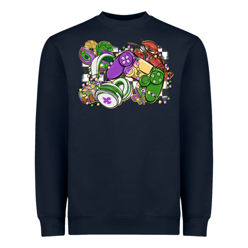 Gamer Mardi Gras Game Controller Heavyweight Sweatshirt by MaliasSmallBusiness | Teevron