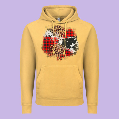 Leopard Cowhide Christmas Plaid Patches Vintage Hoodie Designed By Jasminsmagicworld