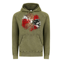 Vintage Olive leopard cowhide Christmas plaid patches Vintage Hoodie - Jasminsmagicworld