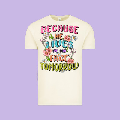 Because He Lives Face Tomorrow Vintage Tee Designed By Maliassmallbusiness