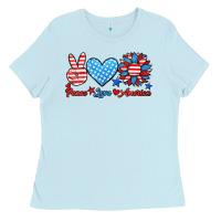 Baby Blue peace love america Ladies Tee - HRA Design Shop