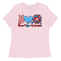 Bubblegum Pink peace love america Ladies Tee - HRA Design Shop