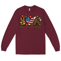 Burgundy peace love army christmas Long Sleeve Tee - NancyCooperArtShop