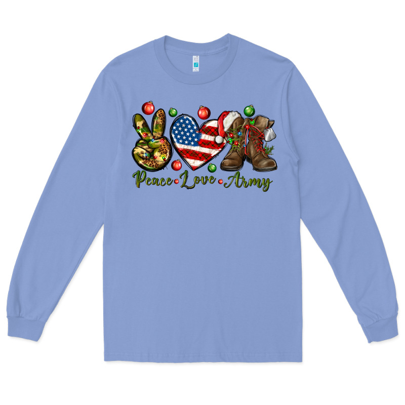 Peace Love Army Christmas Long Sleeve Tee by NancyCooperArtShop | Teevron