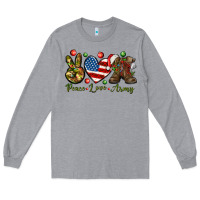 Heather Grey peace love army christmas Long Sleeve Tee - NancyCooperArtShop