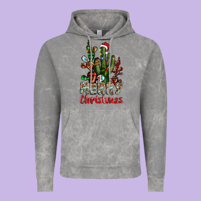 Merry Christmas Cactus Western Vintage Hoodie Designed By Barkaloodesign