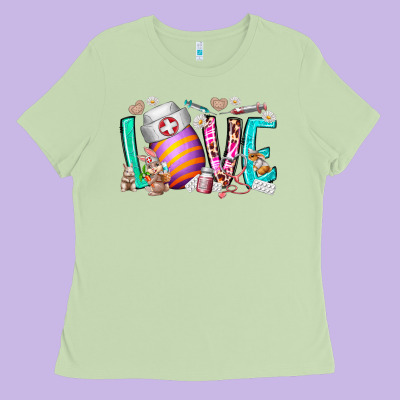 Love Easter Day Nurse Ladies Tee Designed By Racoondesign
