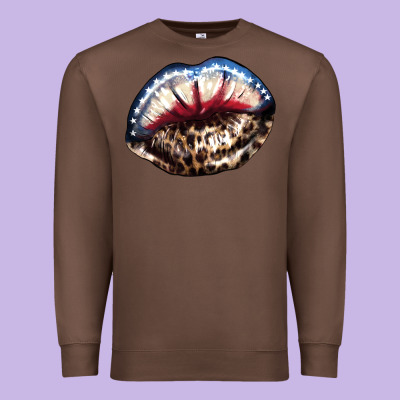 American Lip Leopard 4th Of July Premium Sweatshirt Designed By Howdyjamesfarm