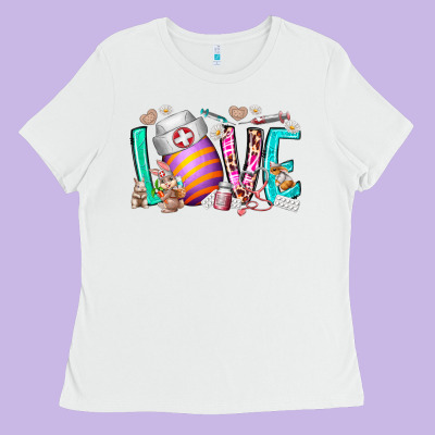 Love Easter Day Nurse Ladies Tee Designed By Racoondesign