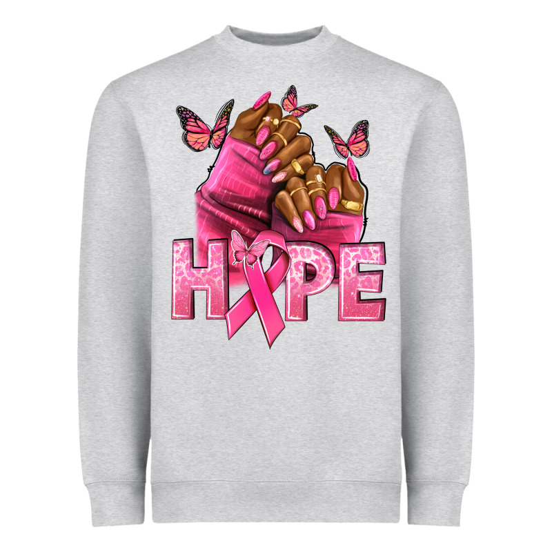 Hope Breast Cancer Nails Heavyweight Sweatshirt by NancyCooperArtShop | Teevron
