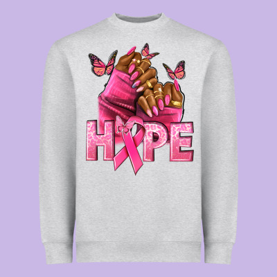 Hope Breast Cancer Nails Heavyweight Sweatshirt Designed By Nancycooperartshop