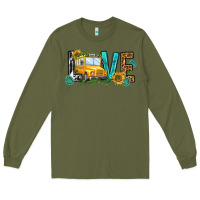 Army Green school bus love Long Sleeve Tee - NancyCooperArtShop